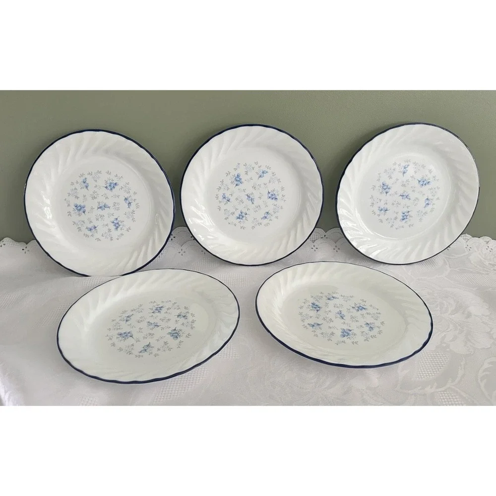 Corelle Corning Blue Fleur Dessert Bread Plates 7-1/8